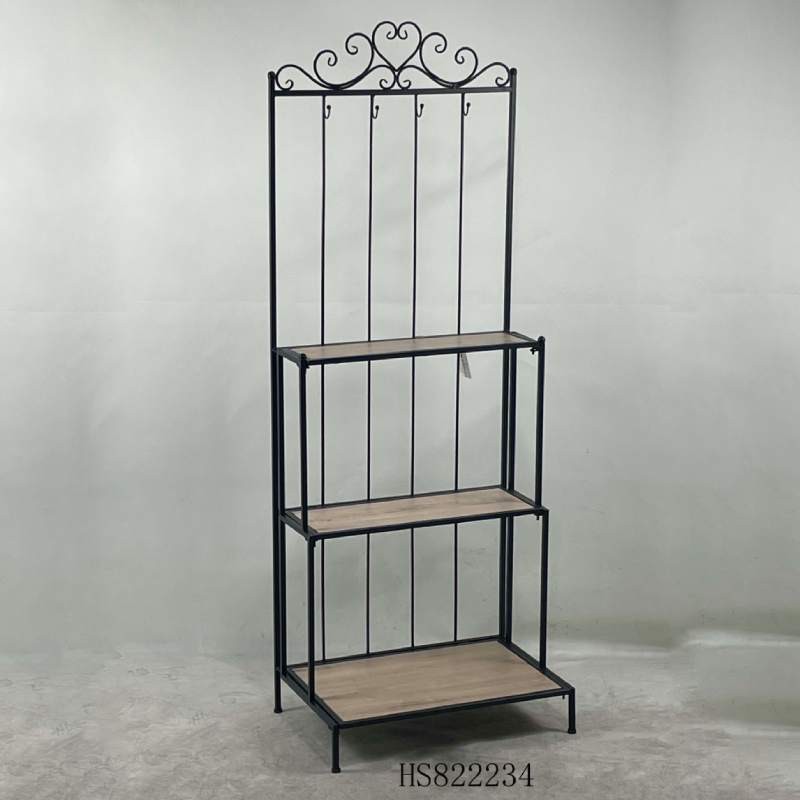 Metal Rack With Wood Shelves